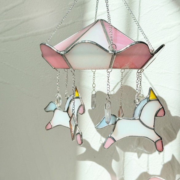 [메르헨 유리공방]  회전목마 유니콘 모빌 이미지