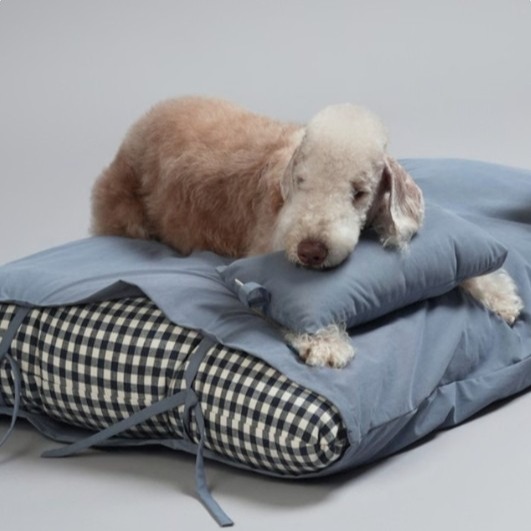 [모어밀리] 강아지 체크 쿠션 베드