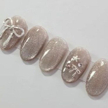 [네일소담] 리본 유리알 네일