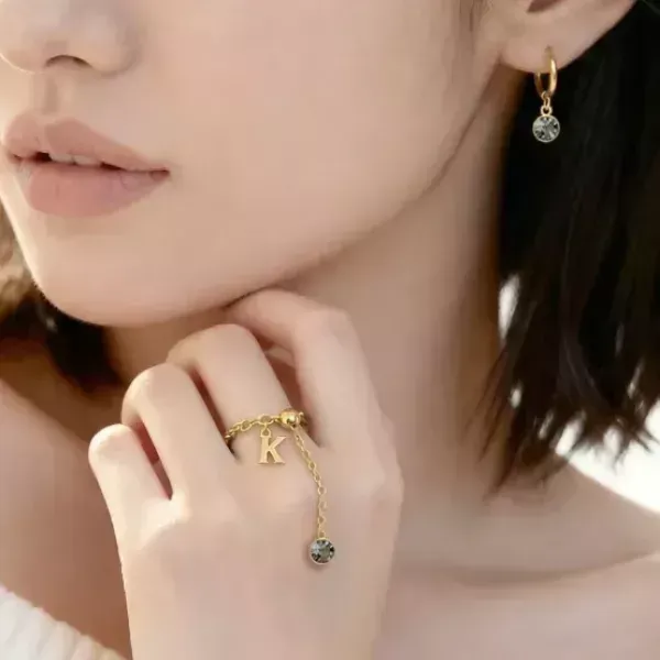 [구매평][일마드룬] 미드나잇 위시 이니셜 반지&귀걸이 세트