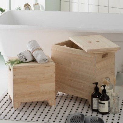 [편백더함] 편백나무 수납형 욕실 의자