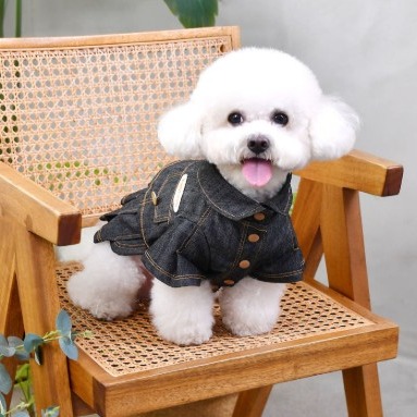 [살롱앤팻]강아지 데님-벨 플리츠스커트