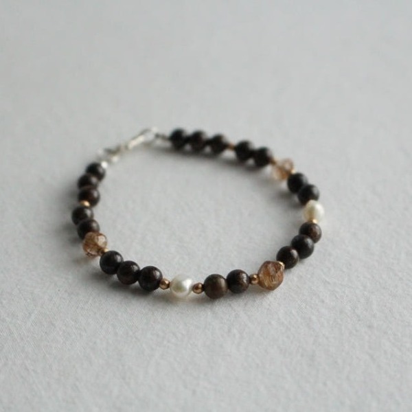 [푸루샤]천연 브론자이트 금홍석 원석 팔찌